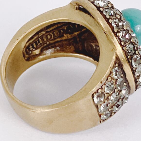 Signed Heidi Daus Posh and Proper Turquoise Blue Ball Pavé Swarovski Size 5.75 - Picture 10 of 11